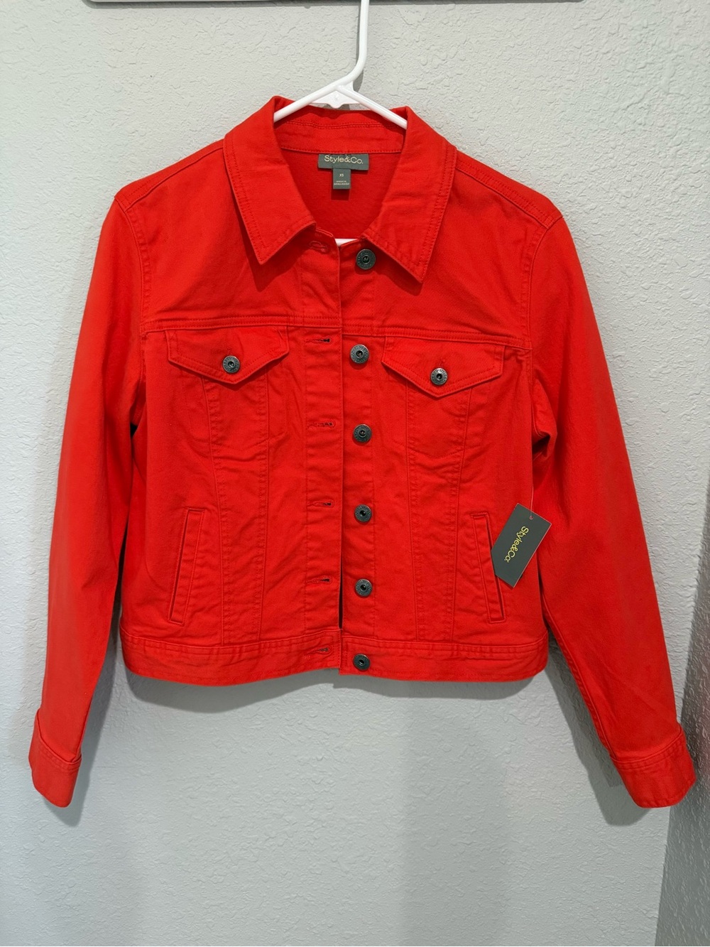Style & Co. Women’s Cropped Button-front Orange Denim Jacket - Size XS - New